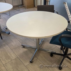 42" White Round  Office Meeting Table w/ Cross Base